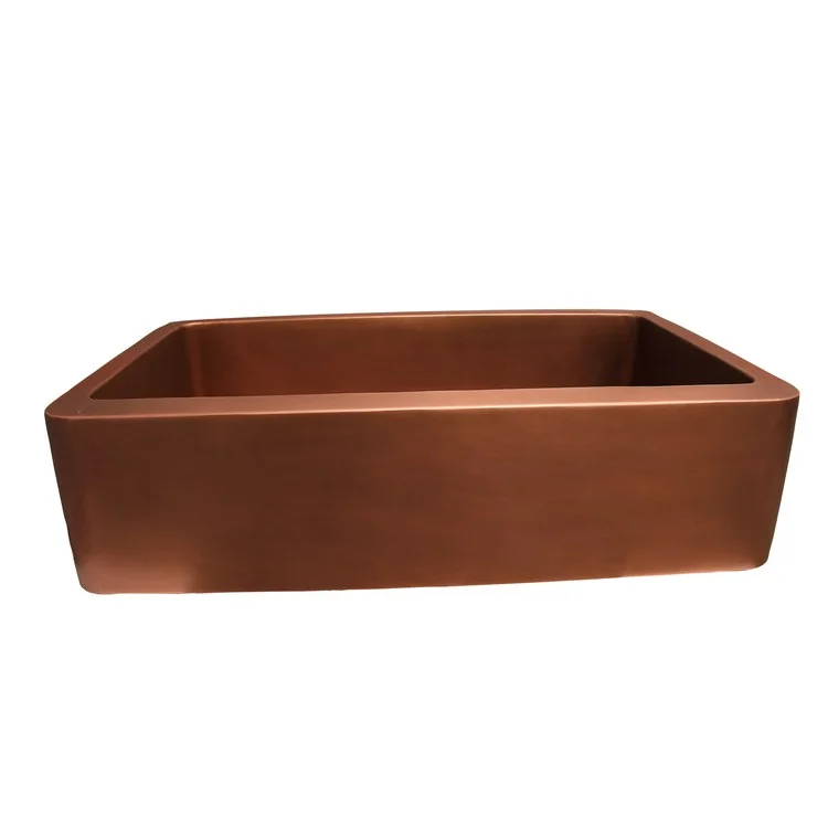 Kitchen Sink 25L x 22W Inch Single Bowl Austin Smooth Farmer Smooth Antique Copper Round Edge Rectangle