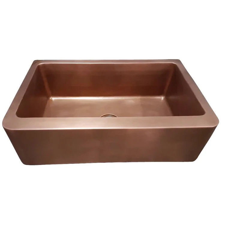 Kitchen Sink 30L x 20W Inch Single Bowl Austin Smooth Farmer Smooth Antique Copper Round Edge Rectangle