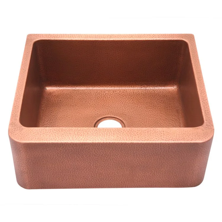 Kitchen Sink 25L x 22W Inch Single Bowl Avena Farmer Hammered Antique Copper Round Edge Rectangle