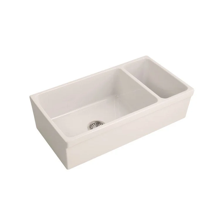 Kitchen Sink 35-1/2L x 19-3/4W Inch Double Bowl Lowell Farmer Bisque Rectangle