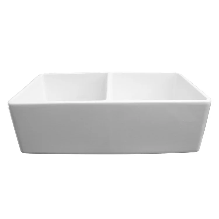 Kitchen Sink 33L x 18W Inch Double Bowl Langley Farmer White Rectangle