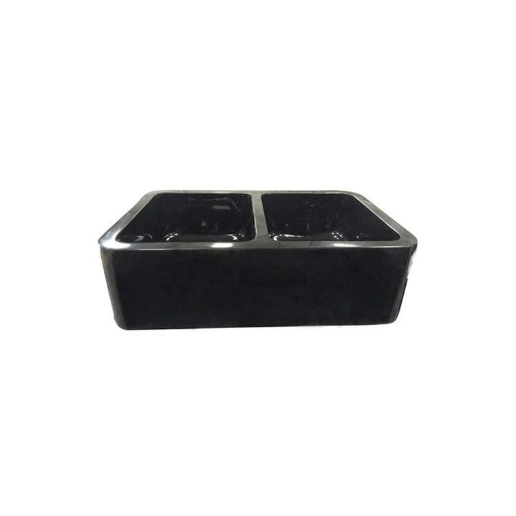 Kitchen Sink 36L x 20W Inch Double Bowl Atlanta Farmer Sink Polished Black Granite Rectangle