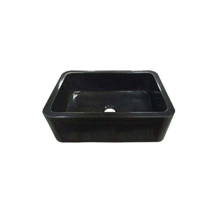 Kitchen Sink 33L x 20W Inch Single Bowl Ankra Farmer Polished Black Granite Rectangle