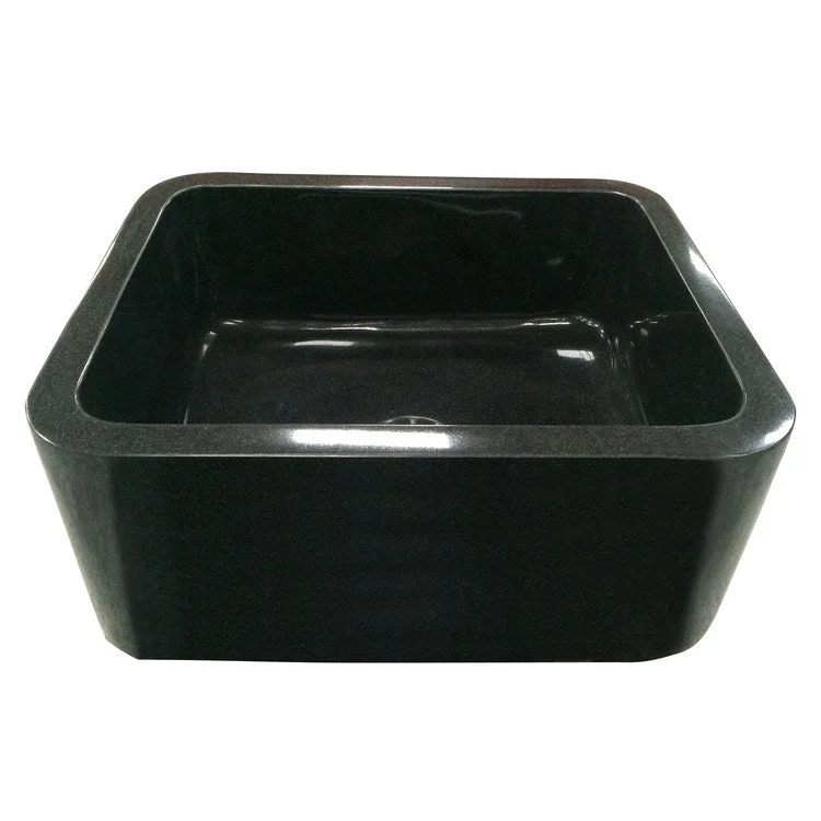 Kitchen Sink 30L x 20W Inch Single Bowl Acantha Farmer Polished Black Granite Round Edge Rectangle