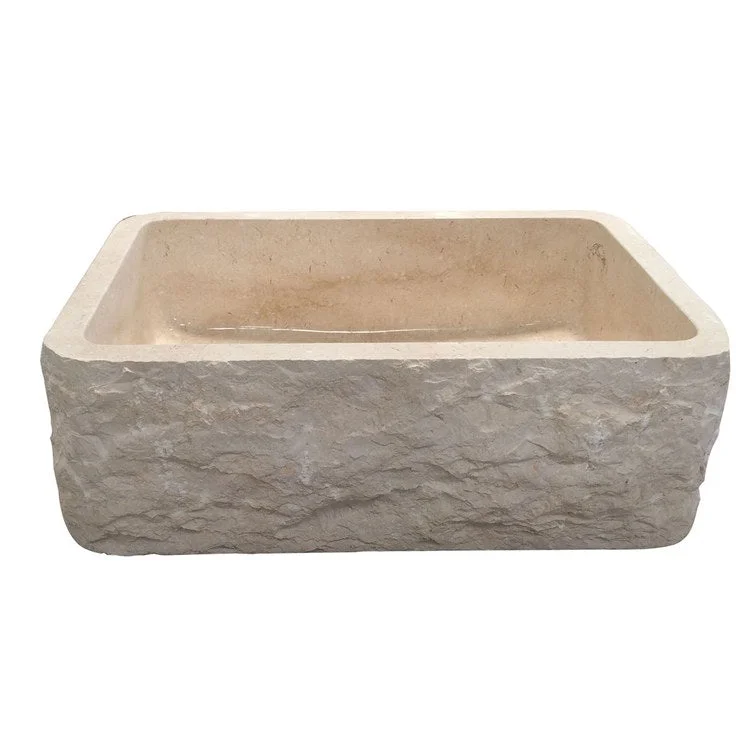 Kitchen Sink 30L x 20W Inch Single Bowl McKinley Farmer Polished Galala Marble Round Edge Rectangle