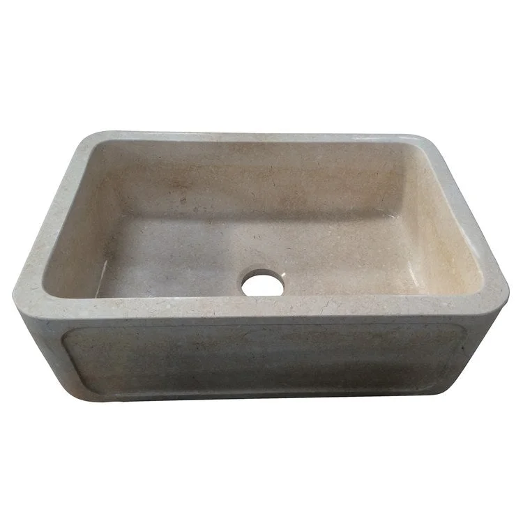 Kitchen Sink 30L x 20W Inch Single Bowl Chardonnay Farmer Polished Galala Marble Round Edge Rectangle