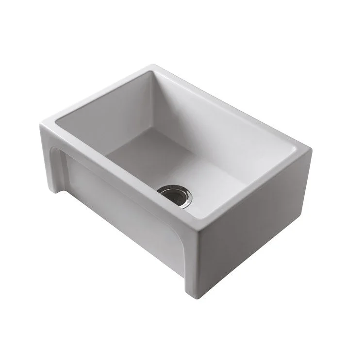 Kitchen Sink 23-3/4L x 18-1/8W Inch Single Bowl Carmon Farmer White Rectangle