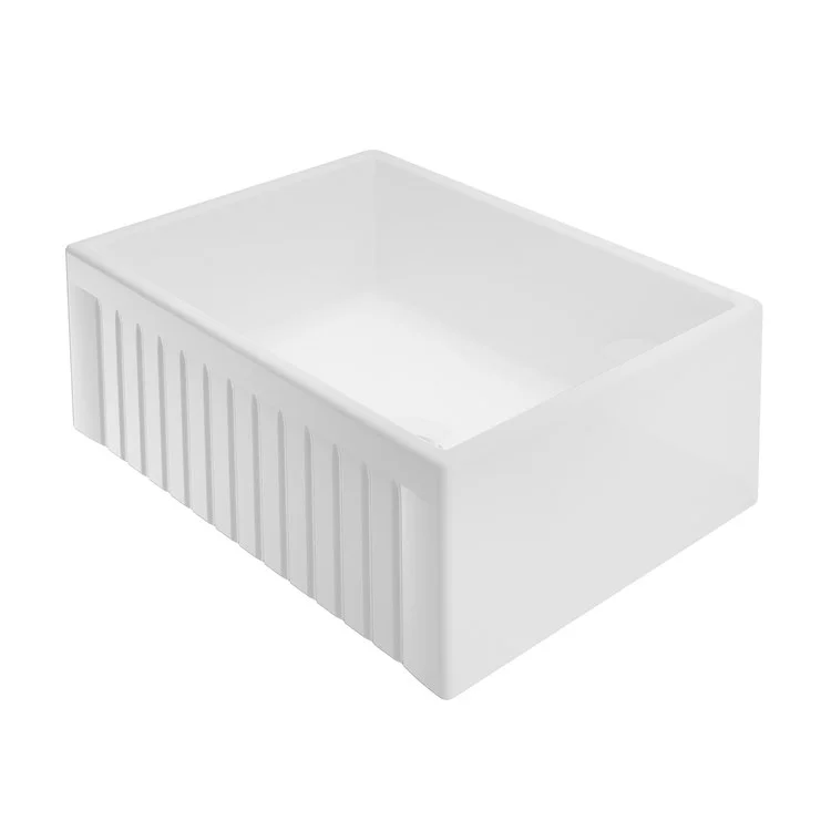 Kitchen Sink 24L x 18W Inch Single Bowl Carthage Fluted White Rectangle