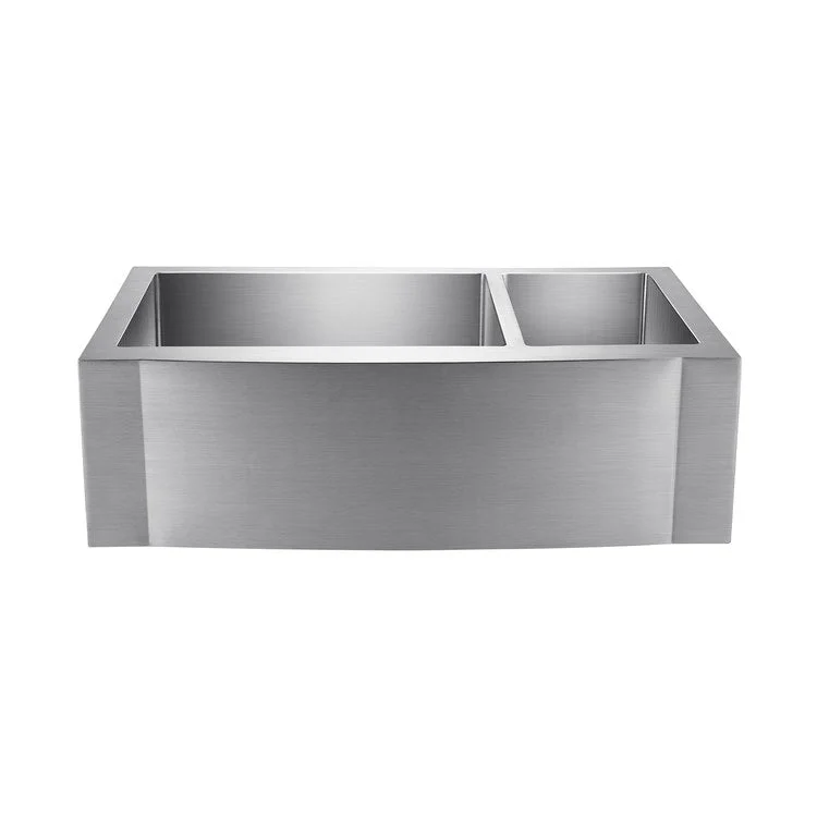 Kitchen Sink 33L x 20-3/4W Inch Double Bowl Cervantes Offset Farmer 70/30 Stainless Steel Rectangle