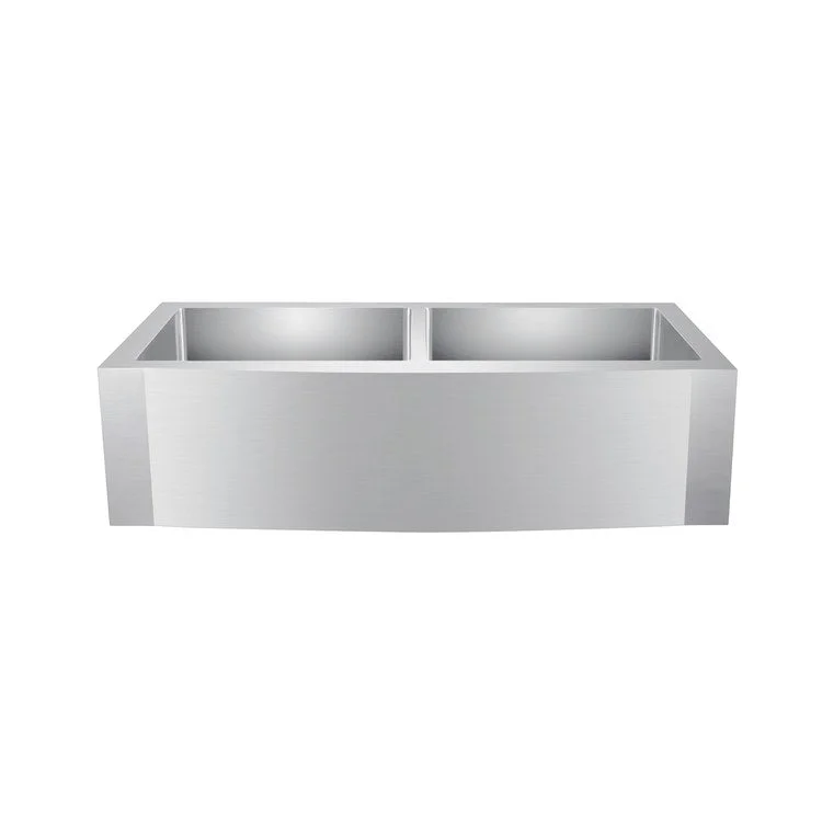 Kitchen Sink 39L x 20-3/4W Inch Double Bowl Dixon Curved Farmer Stainless Steel Rectangle