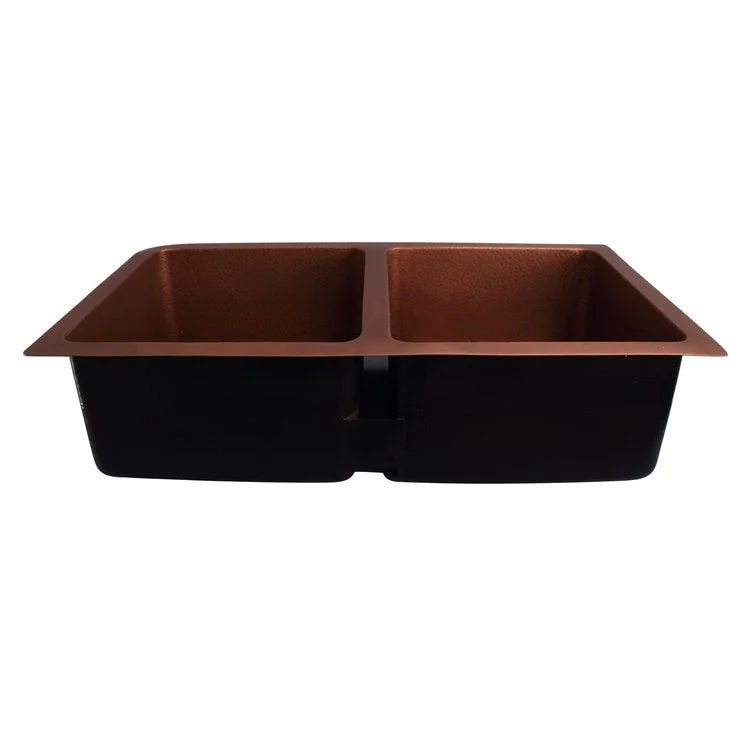 Kitchen Sink 36L x 21W Inch Double Bowl Seward Antique Copper Undermount Rectangle