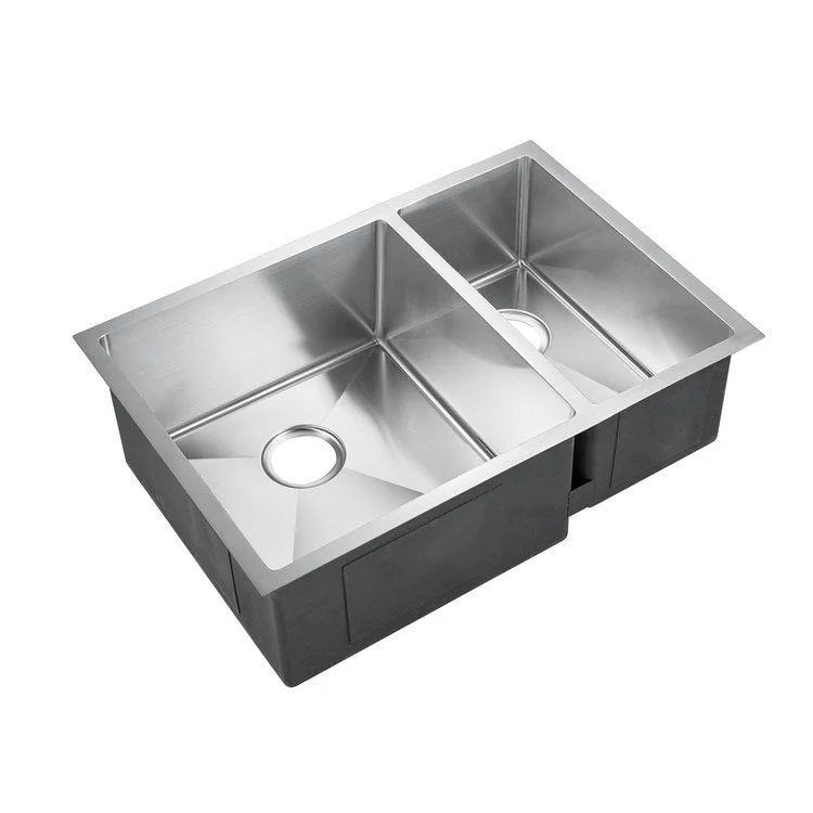 Kitchen Sink 29L x 20W Inch Double Bowl Genaro Deep 70/30 Stainless Steel Undermount