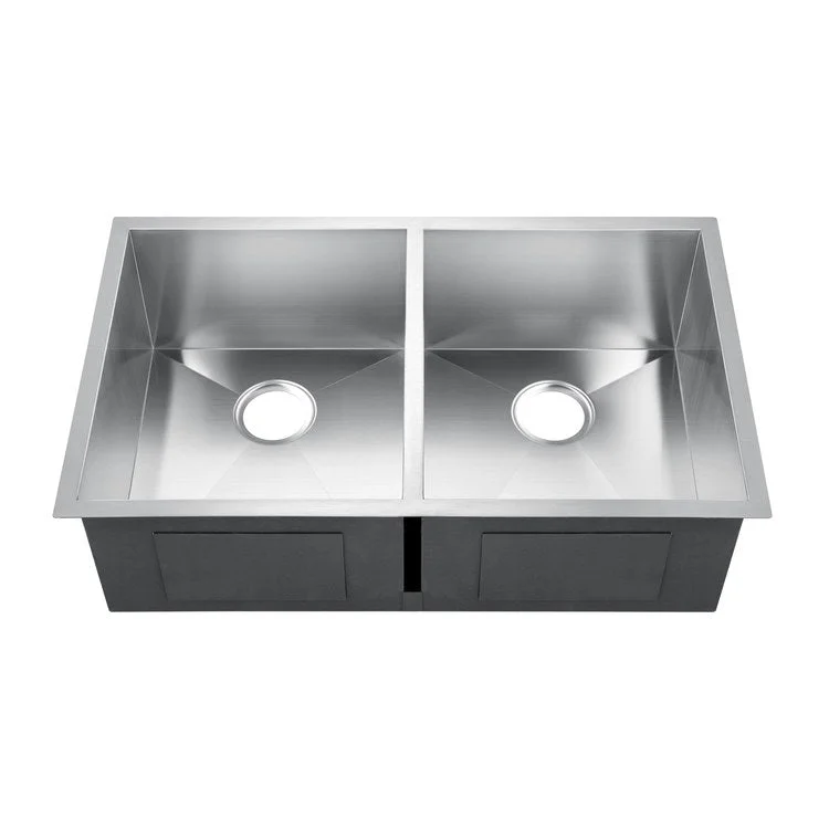 Kitchen Sink 33L x 20W Inch Double Bowl Jenessa 50/50 Stainless Steel Undermount Rectangle