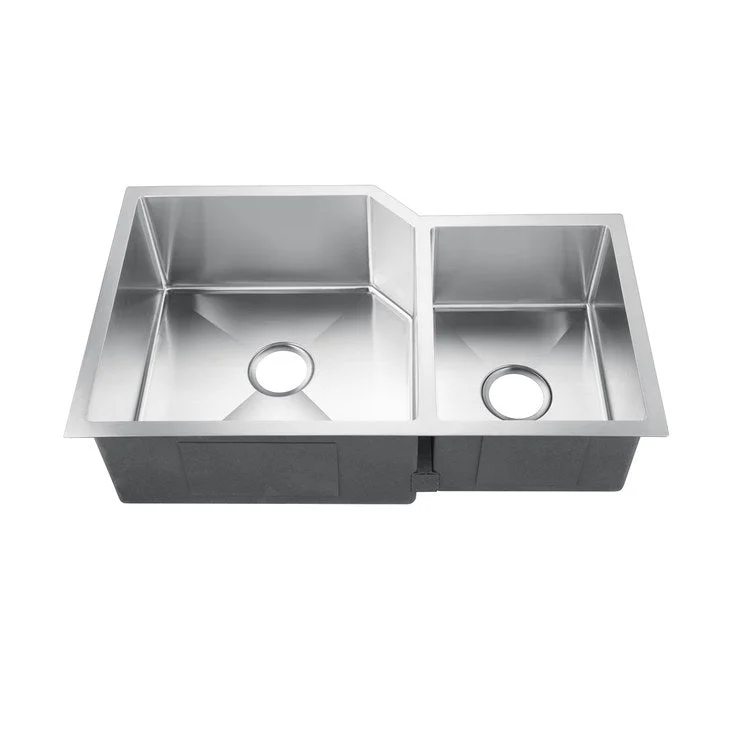 Kitchen Sink 33L x 20W Inch Double Bowl Laguna 70/30 Offset Stainless Steel Undermount