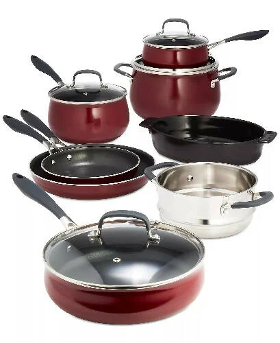 Belgique Nonstick Aluminum Red 12-pc. Cookware Set