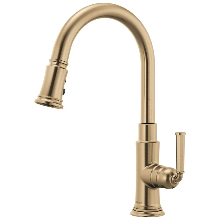 Kitchen Faucet Rook 1 Lever ADA Brilliance Luxe Gold Pull Down 2 Function Handspray 1.8 Gallons per Minute