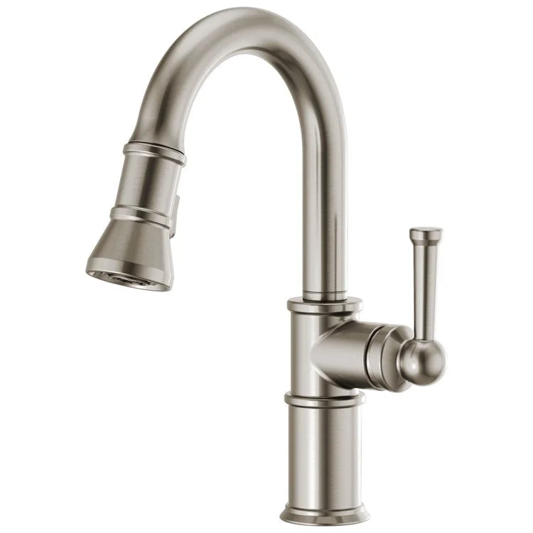 Prep Faucet Artesso 1 Lever ADA Brilliance Stainless Pull Down 2 Function Wand Aerated Stream/Spray 360 Degree Swivel