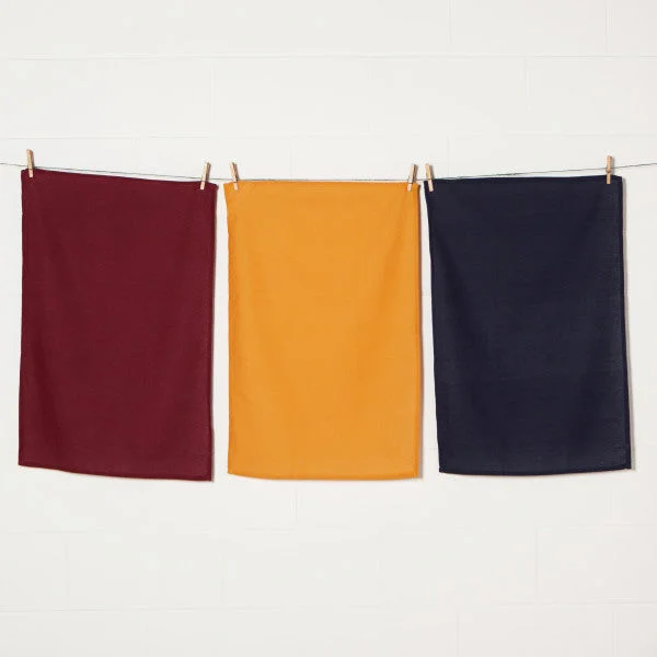 Danica - Floursack Kitchen Dishtowels, Wine, Maize, & Midnight