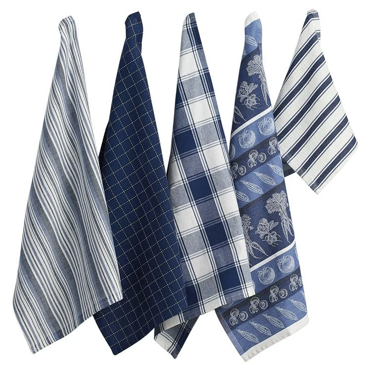 DII Marine Blue Kitchen Towels Set of 5