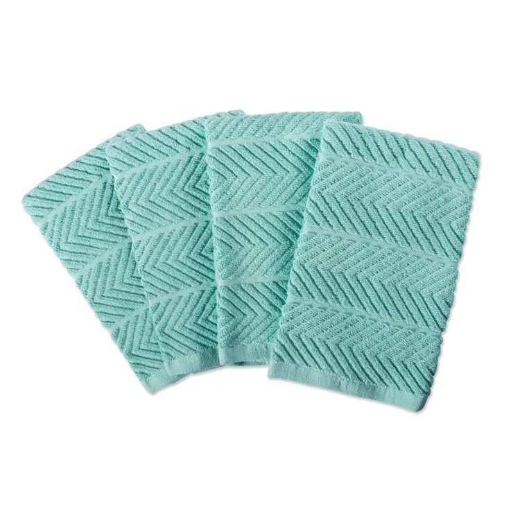 DII Aqua Chevron Luxury Bar Towels Set of 4