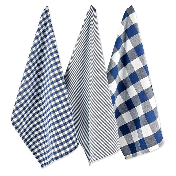 DII Navy/Off-White Dish Towels Set