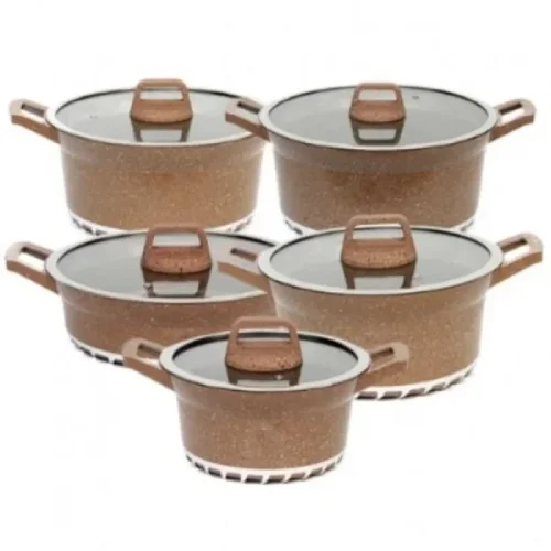 Dessini Regina Marble Non Stick Cookware Set - Brown -10pcs