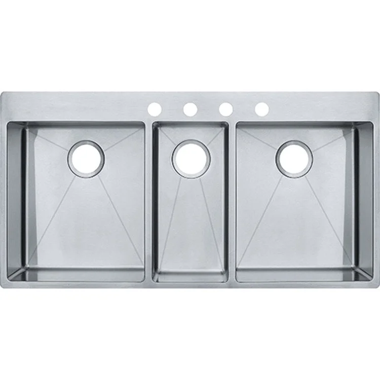 Kitchen Sink Vector 22 x 43 Inch Triple Bowl 4 Hole Polished Satin Rectangle