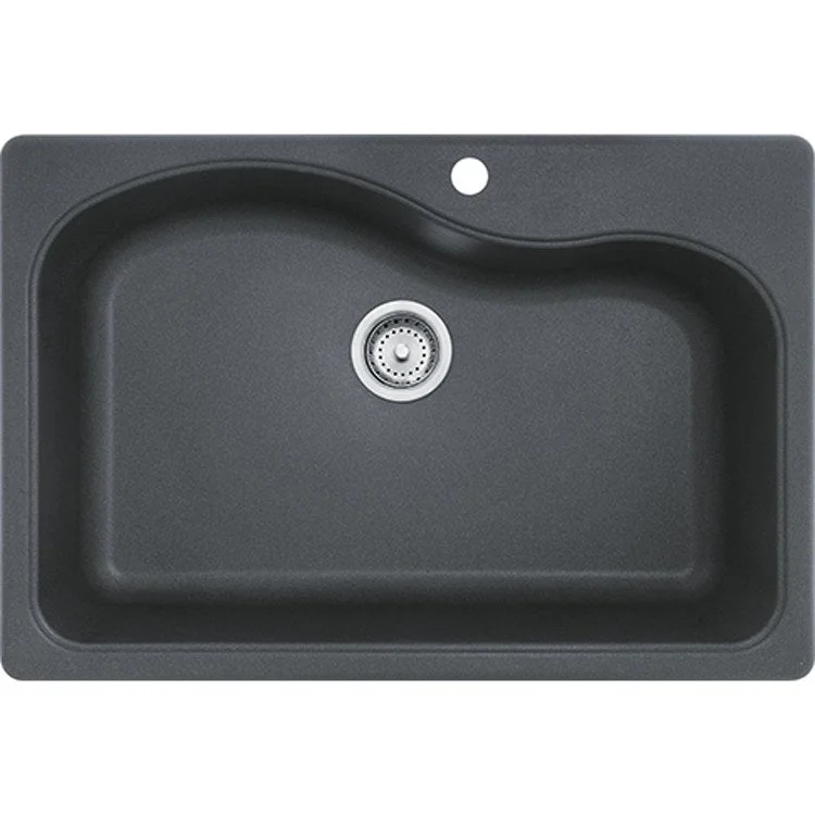 Kitchen Sink Gravity 22 x 33 Inch Single Bowl 1 Hole Dark Gray Dual Mount Rectangle