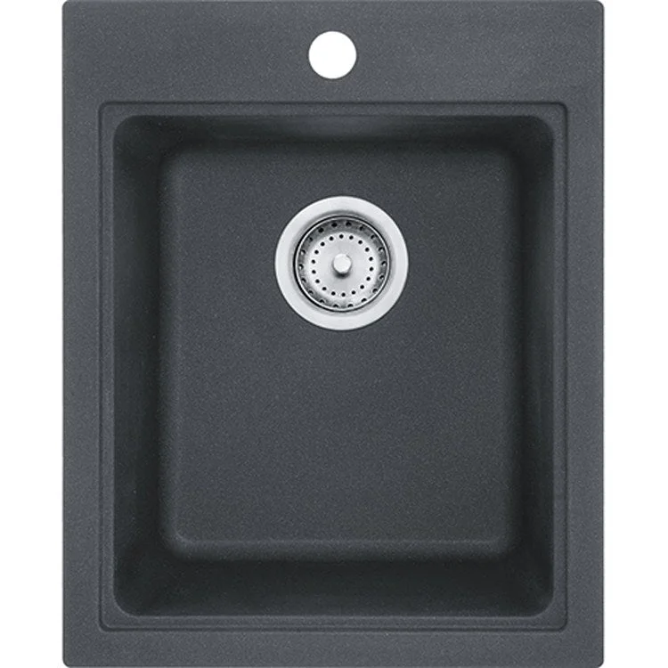 Kitchen Sink Quantum 16-3/4 x 20-1/2 Inch Single Bowl 1-3 Hole Dark Gray Topmount/Undermount Rectangle