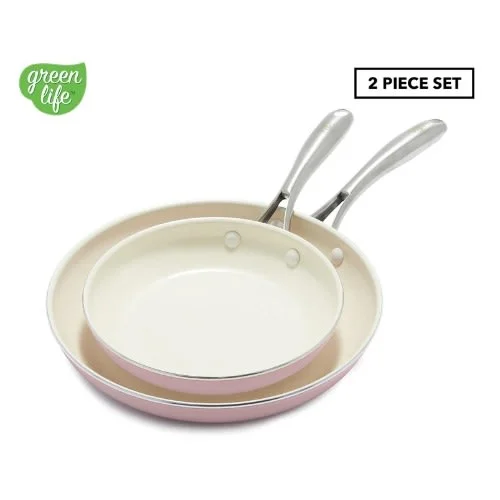 Greenlife 2-piece Artisan Non-stick Frypan & Skillet Set - Pink