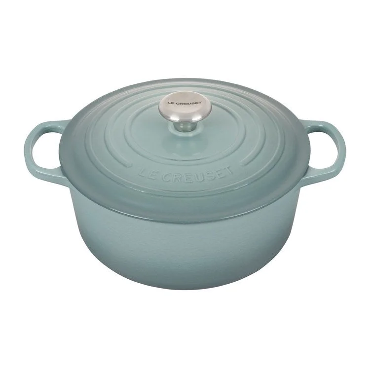 Signature 5.5-Quart Cast Iron Round Dutch Oven with Stainless Steel Knob - Sea Salt