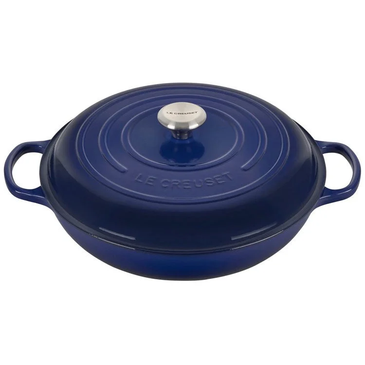 Signature 5-Quart Cast Iron Braiser with Stainless Steel Knob - Indigo