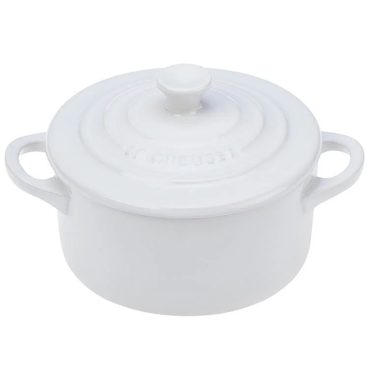 8 Oz Stoneware Mini Round Cocotte - White