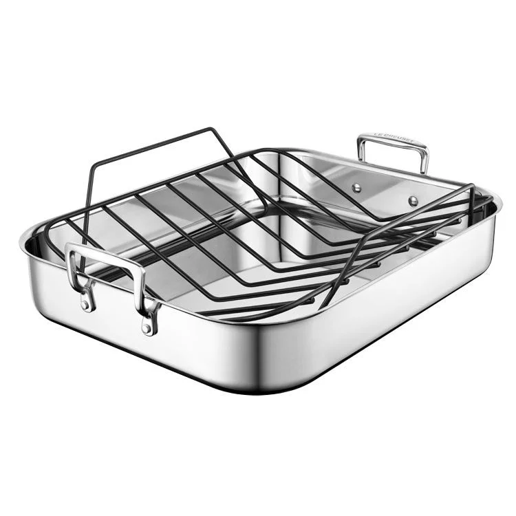 Large Stainless Steel Roasting Pan with Nonstick Rack