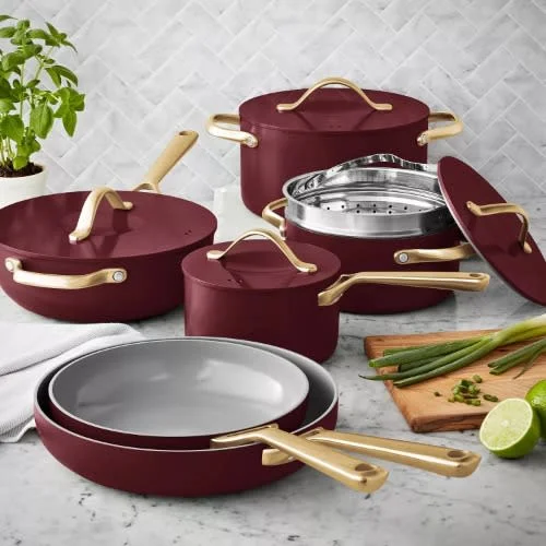 Member's Mark 11-piece Modern Ceramic Cookware Set - Burgundy