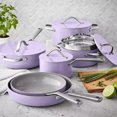 Member's Mark Ceramic Cookware Set - 11pcs - Purple