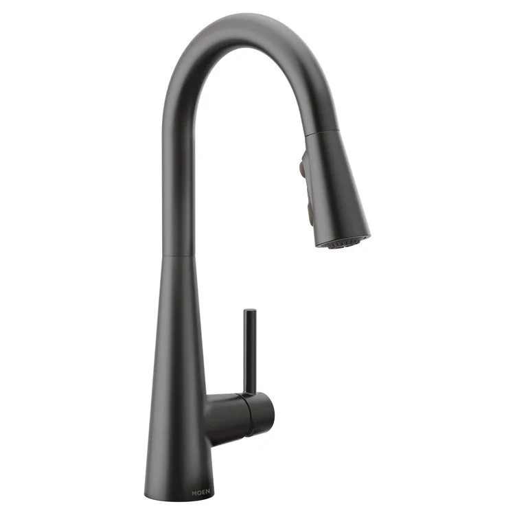 Kitchen Faucet Sleek 1 Lever ADA Matte Black High Arc 1/3 Hole 1.5 Gallons per Minute