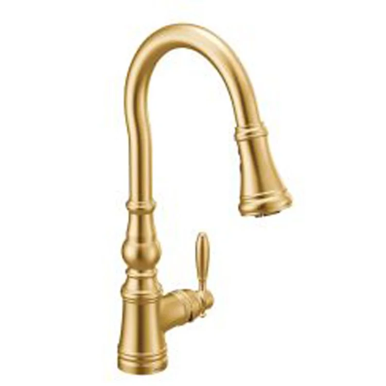 Kitchen Faucet Weymouth 1 Lever ADA Brushed Gold High Arc 1 Hole 1.5 Gallons per Minute