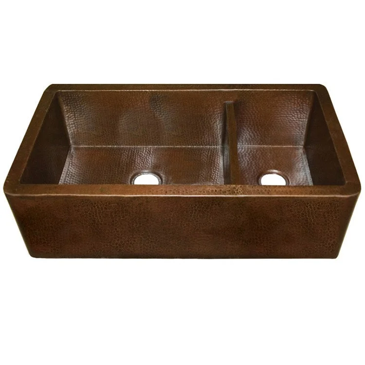 Farmhouse Duet Pro 40" Double-Bowl Copper Apron Front Kitchen Sink