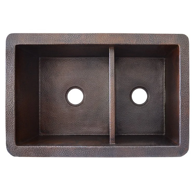 Cocina Duet 33" Double Bowl Copper Undermount Kitchen Sink