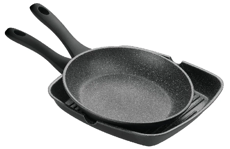 Pyrostone 2pce Set 26cm Frypan & 28cm Grill Pan