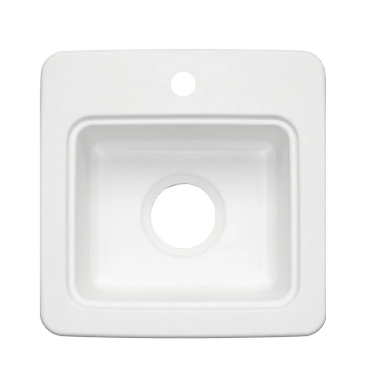 Bar Sink 15 x 15 x 5 Inch Single Bowl Entertainment 1 Hole White