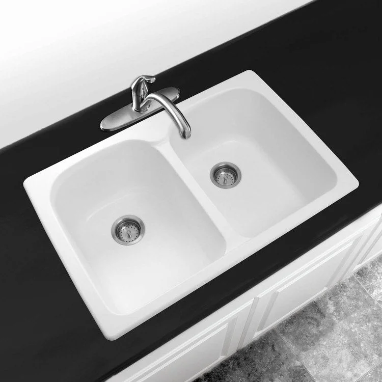 Swanstone 33x22" Drop-In Super Double Bowl Kitchen Sink