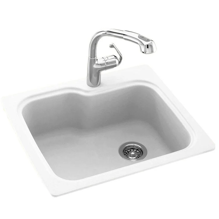 Kitchen Sink Swanstone 25 x 22 Inch 1 Bowl 1 Hole Pebble Dual Mount Rectangle