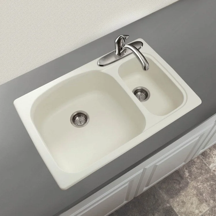 Swanstone 33x22" Drop-In Double Large/Small Bowl Kitchen Sink