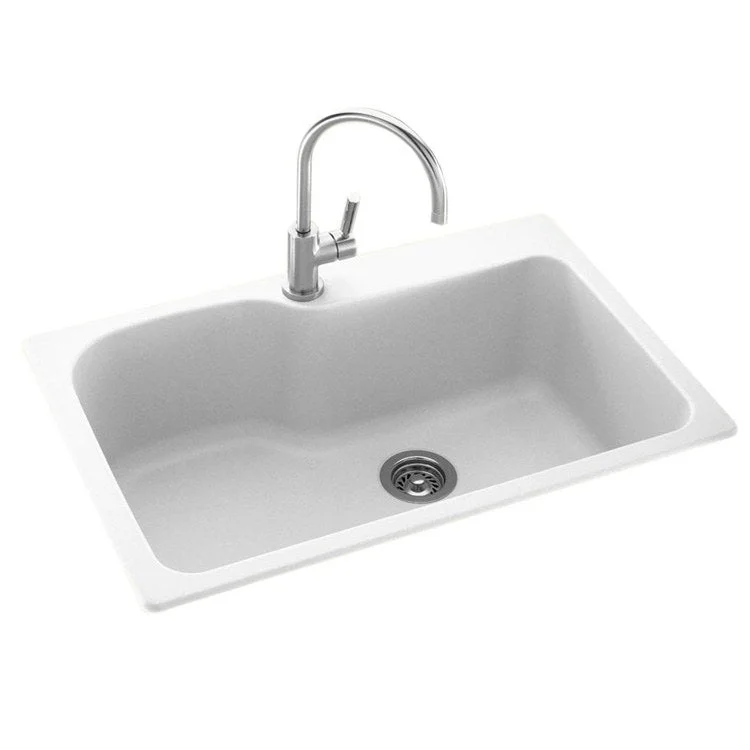 Kitchen Sink 33 x 22 Inch 1 Bowl Large 1 Hole Night Sky Dual Mount Rectangle with Round Corners