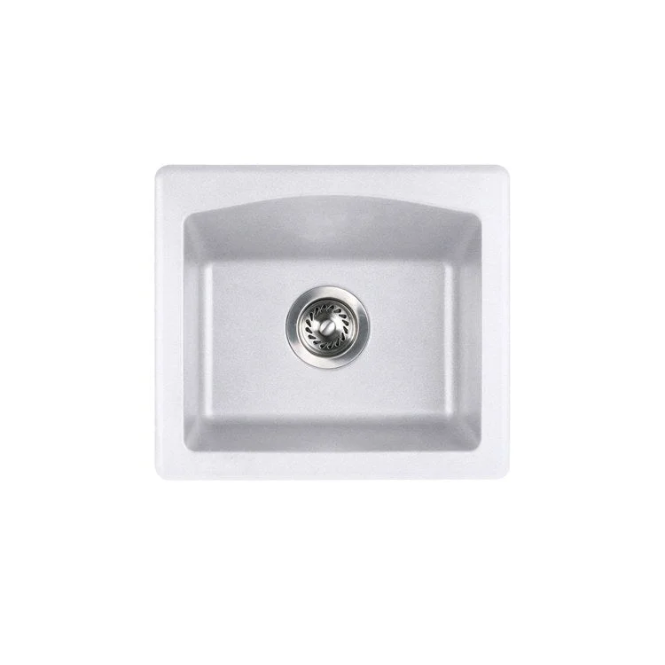 Bar Sink 15 x 13 x 7 Inch Single Bowl Entertainment 1 Hole White