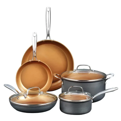 The Gotham Steel Pro Non-stick Hard Anodized Set - 8-piece Cookware Set