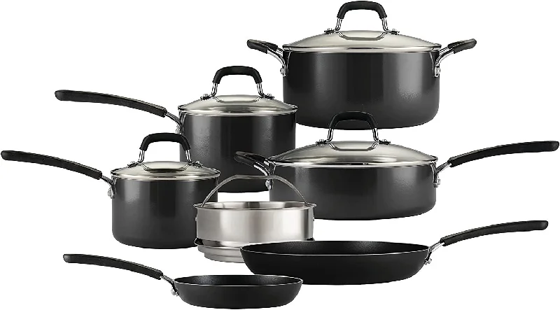 Tramontina 11-Piece Nonstick Porcelain Enamel Cookware Set (Black)