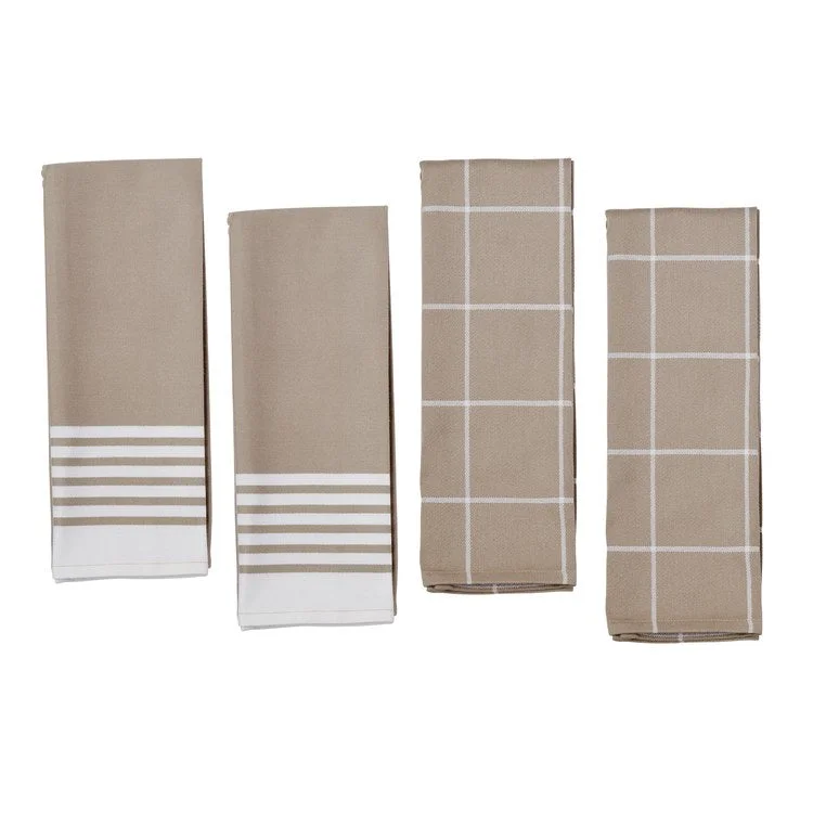 Four-Piece Kitchen Towel Set - Taupe